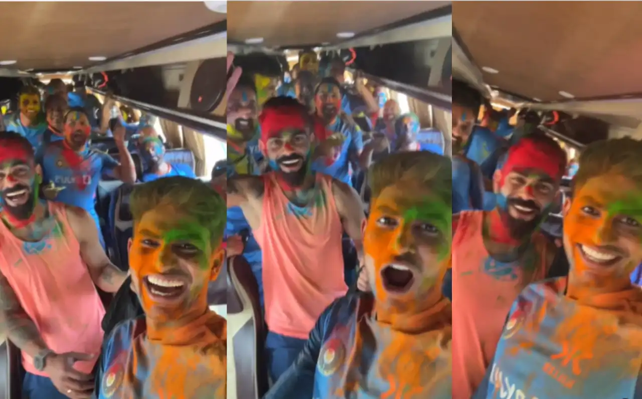 Kohli & Rohit's Holi Spirit On Team Bus Fuels India's Excitement for 4th Test Match