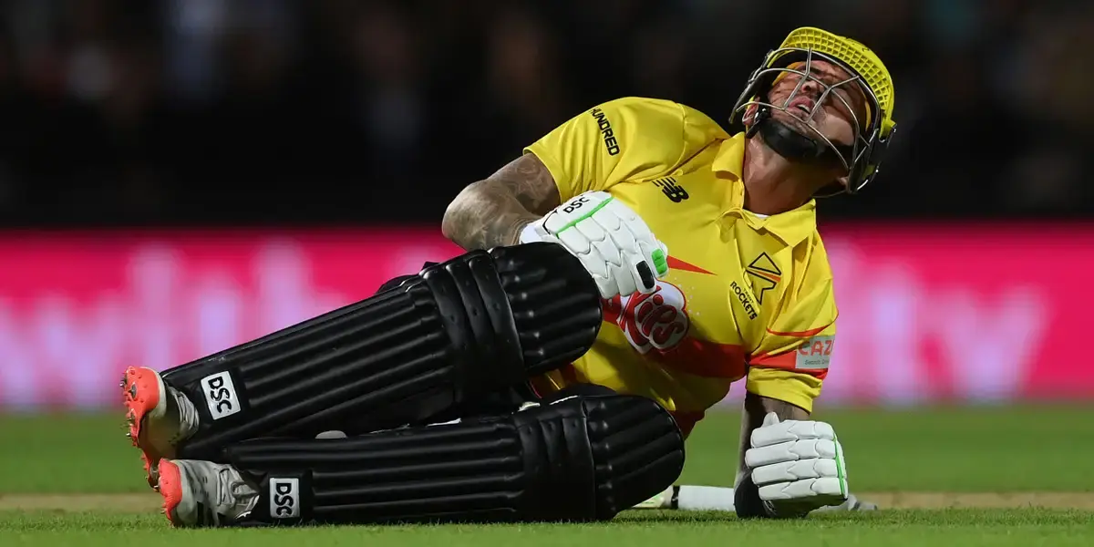 Commentator in Splits as Fielder's Throw Hits Batter where it Hurts!