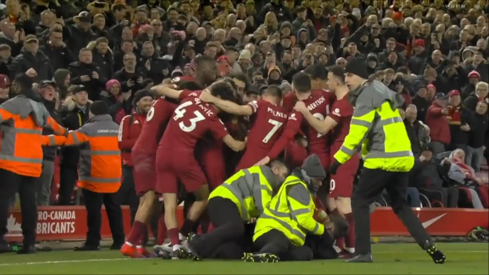 Andy Robertson suffers injury: Anfield pitch invaded