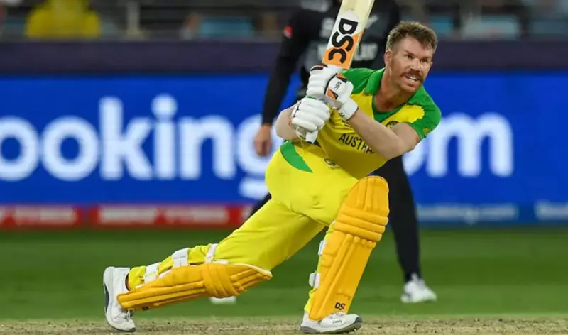 david warner while hitting a shot afp