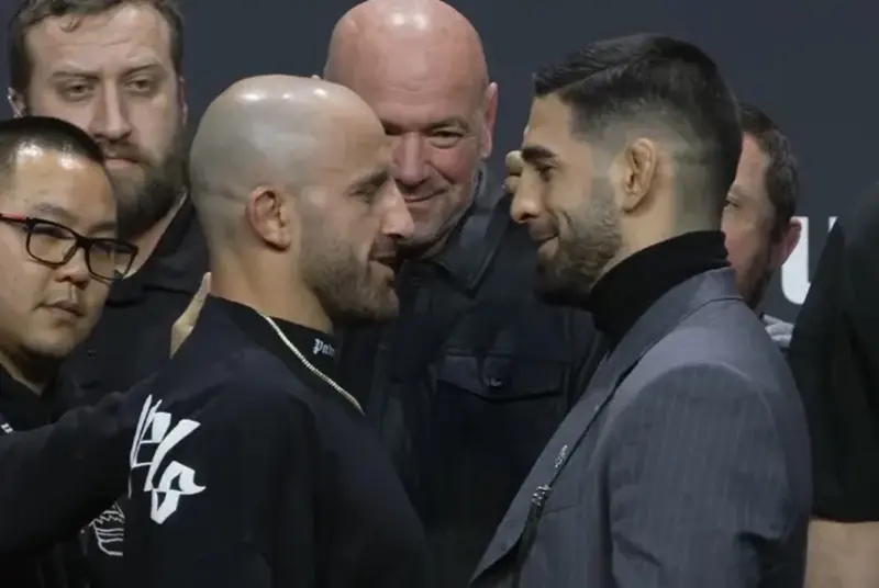 Will Ilia Topuria Be The Toughest Competitor Of Volkanovski? Ilia Topuria and Alexander Volkanovski face off at a press conference