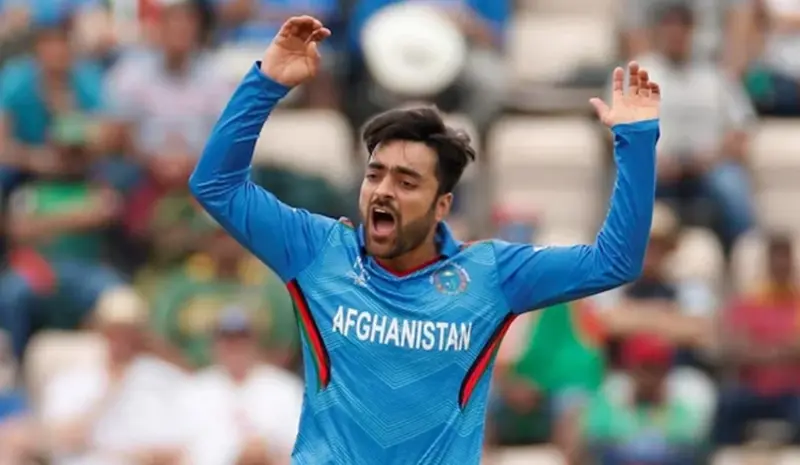 Rashid Khan's reaction while bowling during a match