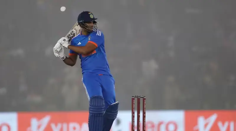 Shivam Dube, while hitting the shot near the point