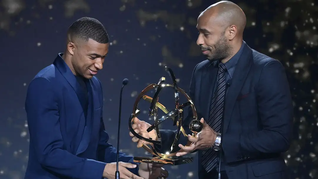 Kylian Mbappe with Thierry Henry
