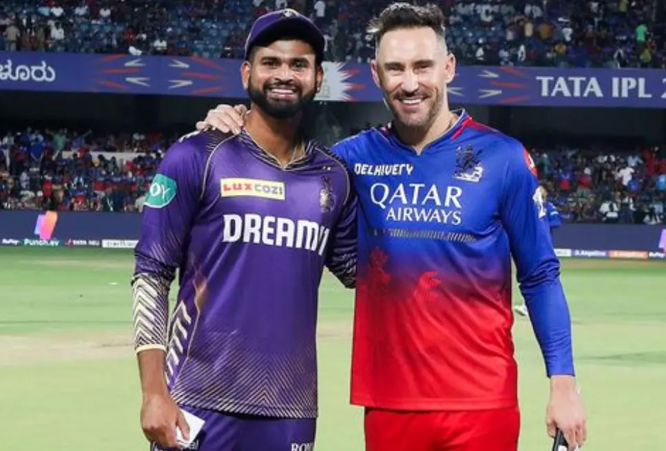 IPL 2024 10th Match RCB vs KKR: Match Results| Award Winners| Player Of The Match| Records| Scorecard RCB vs KKR: Shreyas Iyer and Faf du Plessis during toss