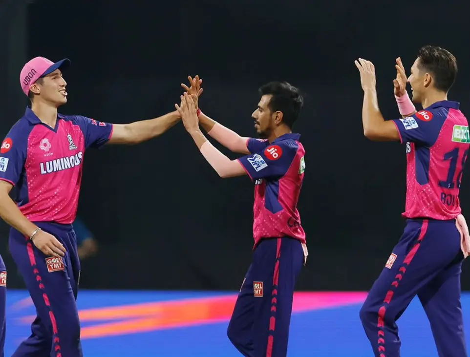 IPL 2024 14th Match MI vs RR: Match Results| Award Winners| Player Of The Match| Records| Scorecard MI vs RR: RR's bowlers celebrating after a wicket