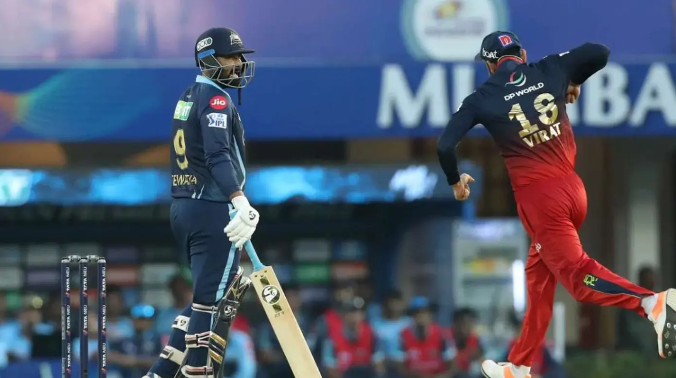 IPL 2024 45th Match GT vs RCB: Weather Forecast And Pitch Report GT vs RCB: Virat Kohli celebrating Rahul Tewatia's wicket