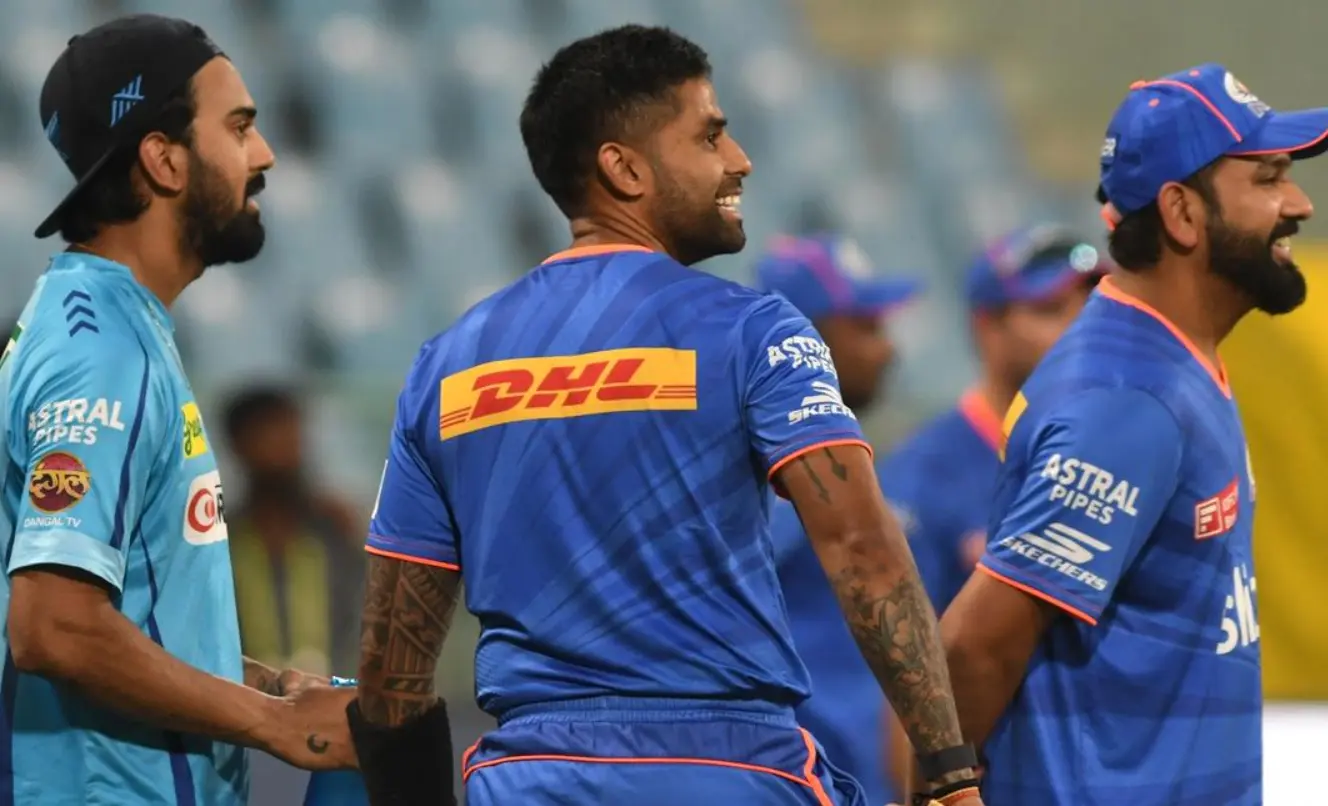 IPL 2024 67th Match MI vs LSG: Weather Forecast And Pitch Report MI vs LSG: KL Rahul with Suryakumar Yadav and Rohit Sharma during practice