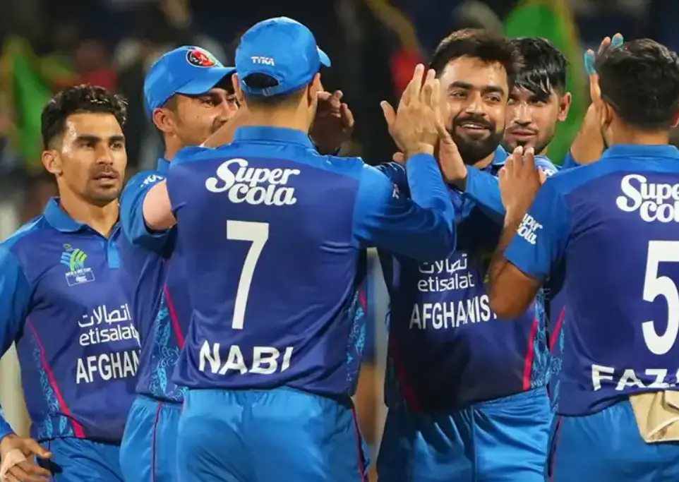 Afghanistan players celebrating after a wicket