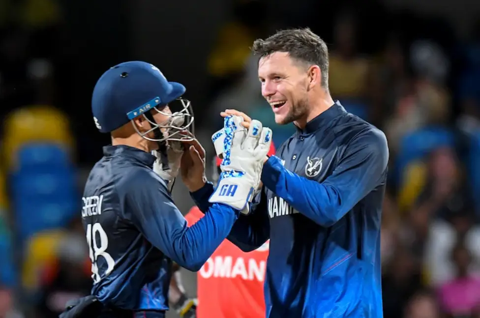 T20 World Cup 2024 Match 3: Namibia vs Oman| Match Results| Award Winners| POTM| Stats| Records Namibia players after winning the match