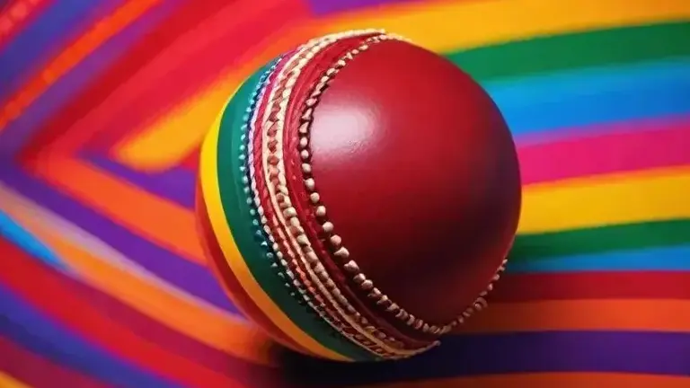 Cricket ball on LGBTQ flag
