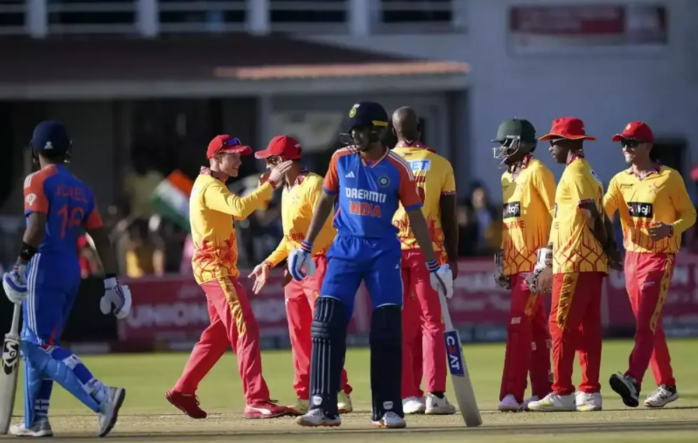 India vs Zimbabwe 3rd T20I: Weather Forecast And Pitch Report Indian and Zimbabwe cricket players during match