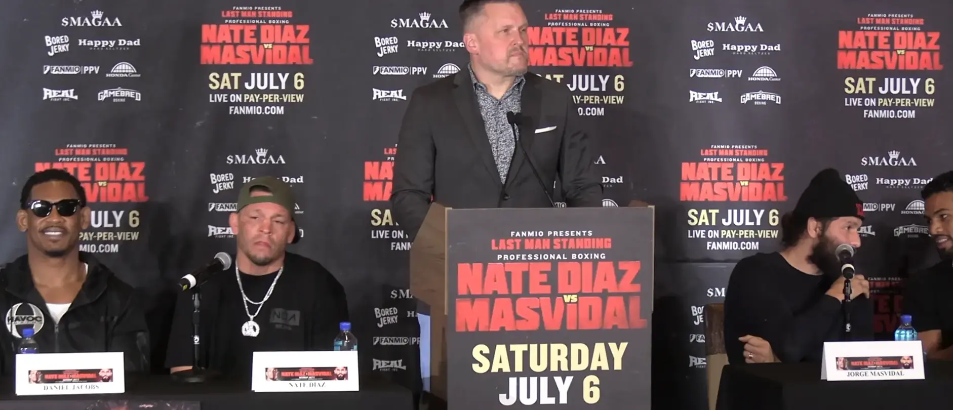 Nate Diaz Vs Jorge Masvidal Final Press Conference: Kick Streamer “N3on” Chased By Ex-UFC Star’s Team Nate Diaz and Jorge Masvidal at Press Conference