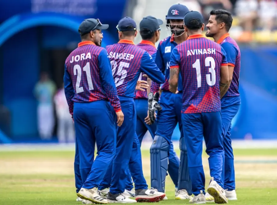 Nepal's Cricket team players during a match