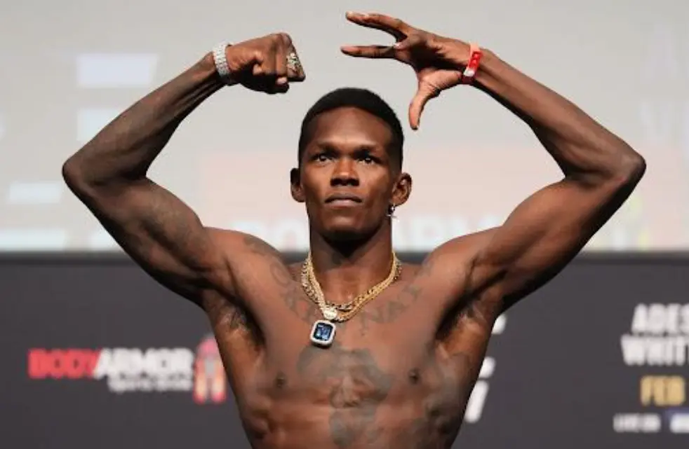 Israel Adesanya during weigh-ins