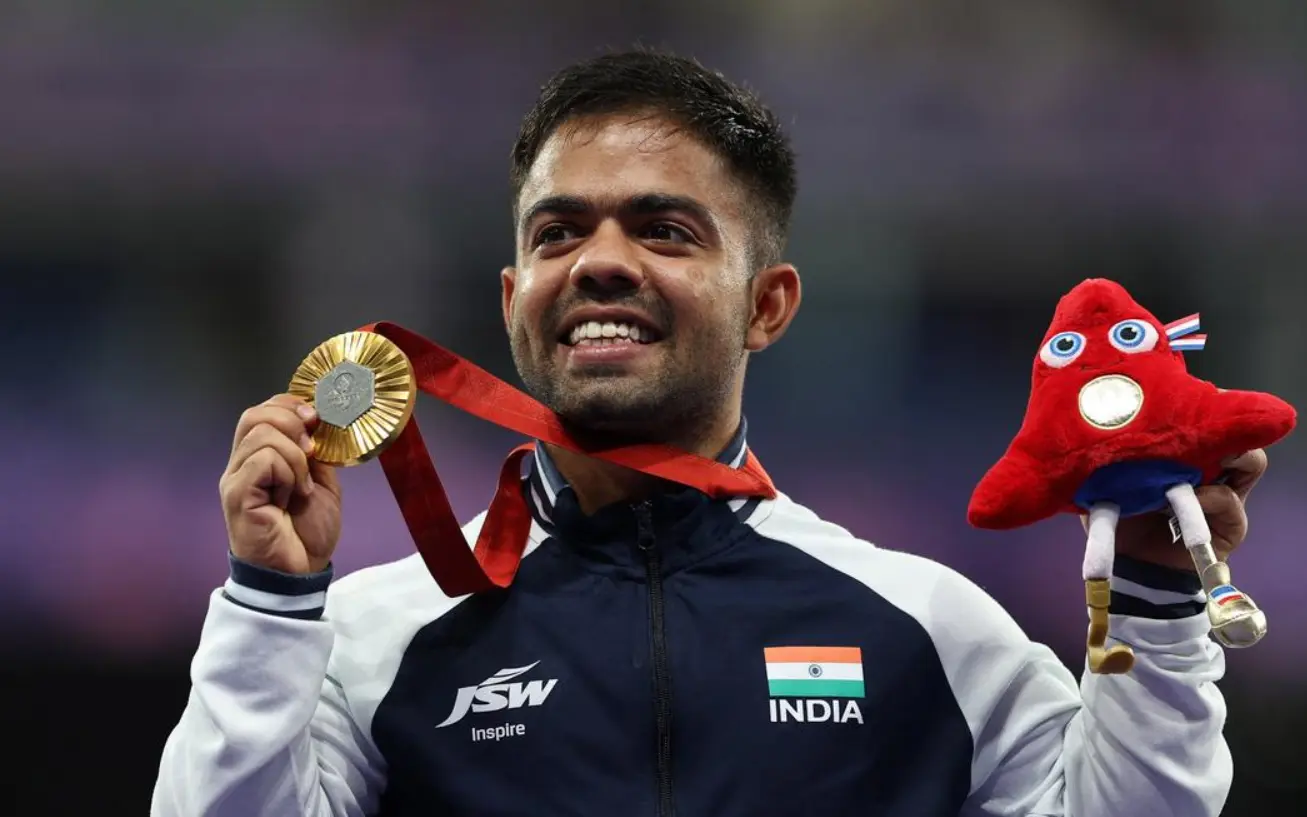Navdeep Singh after winning gold at Paralympics 2024