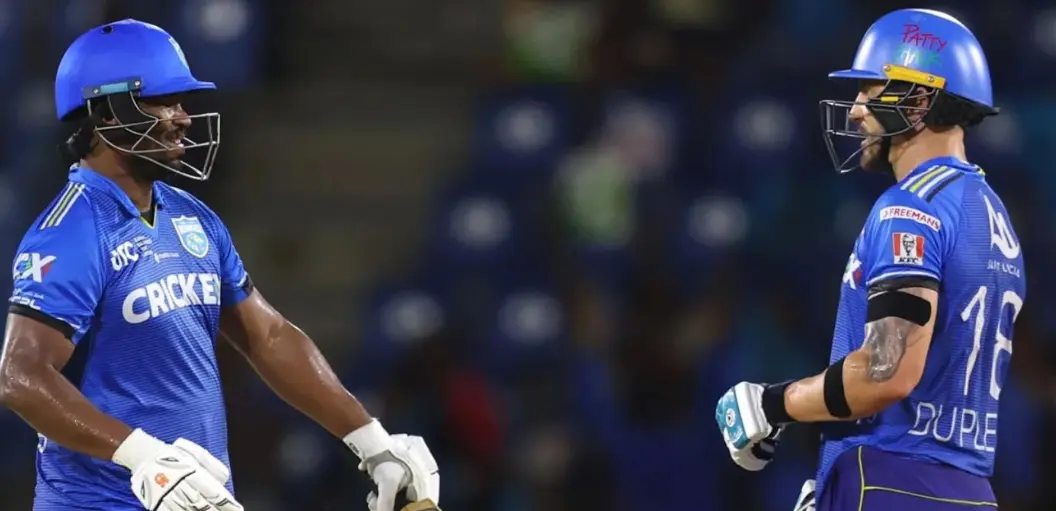 Faf du Plessis and Johnson Charles during a CPL match