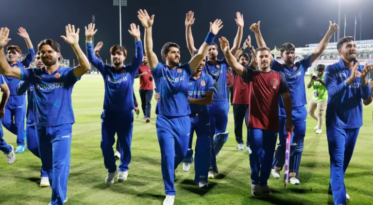 Afghanistan A cricket players after victory
