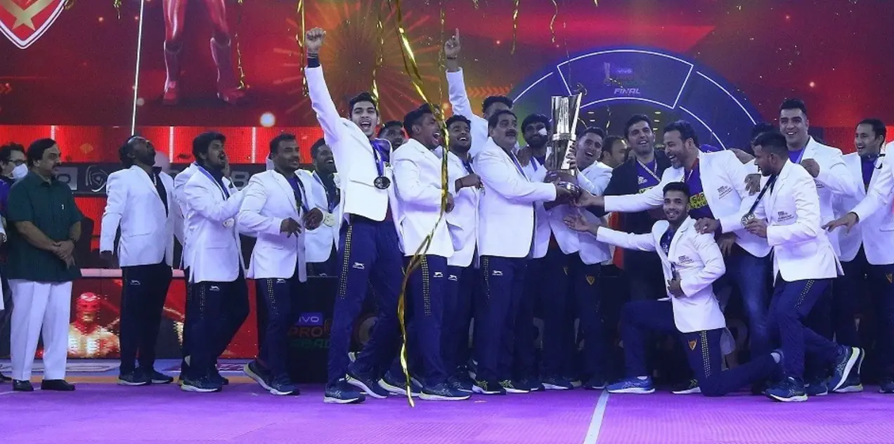 List Of Pro Kabaddi League Winners And Runner-Ups(2014-2024) Dabangg Delhi kabaddi team celebrating their title win