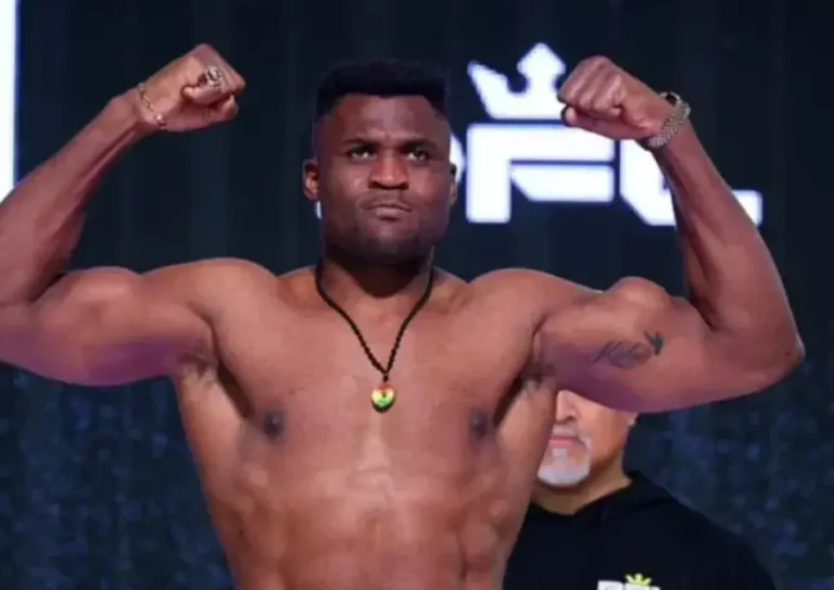 Francis Ngannou during weigh-ins