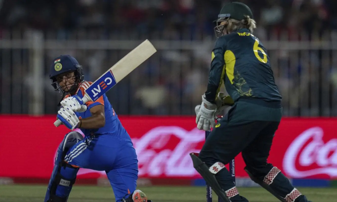 T20 Women’s World Cup 2024, Match 18th: IND(W) vs AUS(W)| Match Results| Scorecard| Award Winners| Stats Harmanpreet Kaur playing a shot during a match