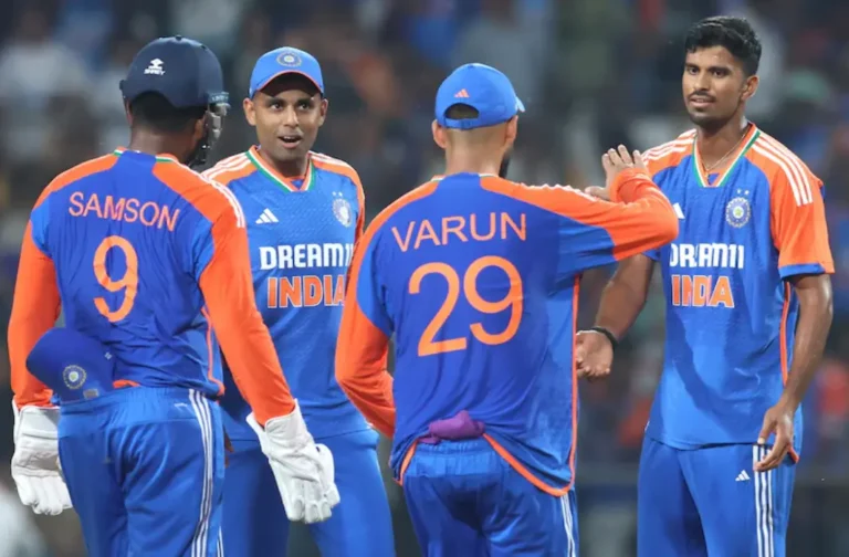 India's men cricket team players during a match