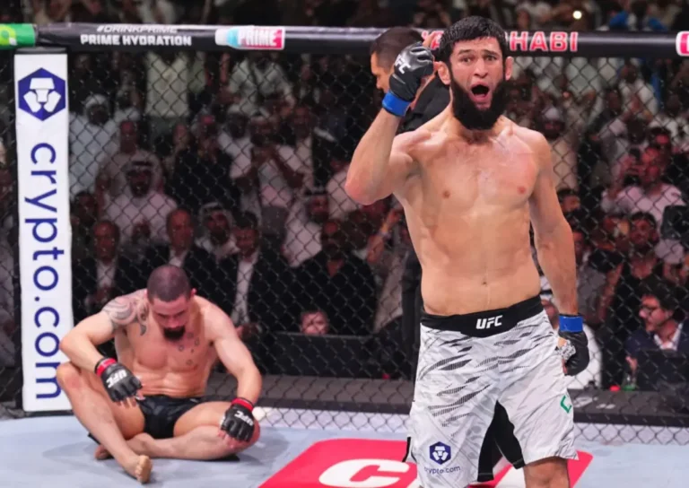 Khamzat Chimaev after his win over Robert Whittaker at UFC 308