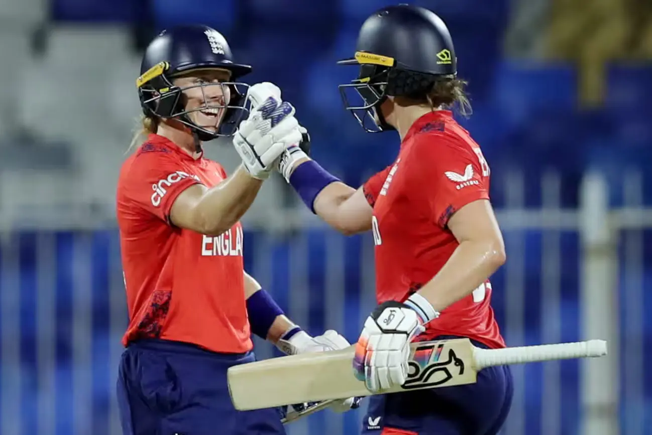 T20 Women’s World Cup 2024, Match 9th: SA(W) vs ENG(W)| Match Results| Scorecard| Award Winners| Stats Nat Sciver Brunt and Heather Knight during a match
