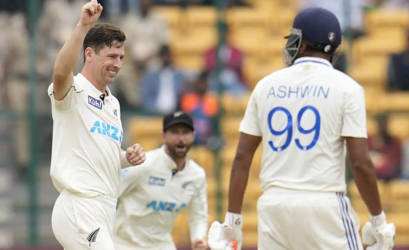 India All Out For 46, Its Lowest Test Score At Home In First Test Match Against New Zealand Matt Henry during a test match