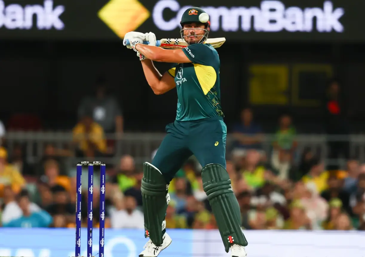 Marcus Stoinis while hitting a shot