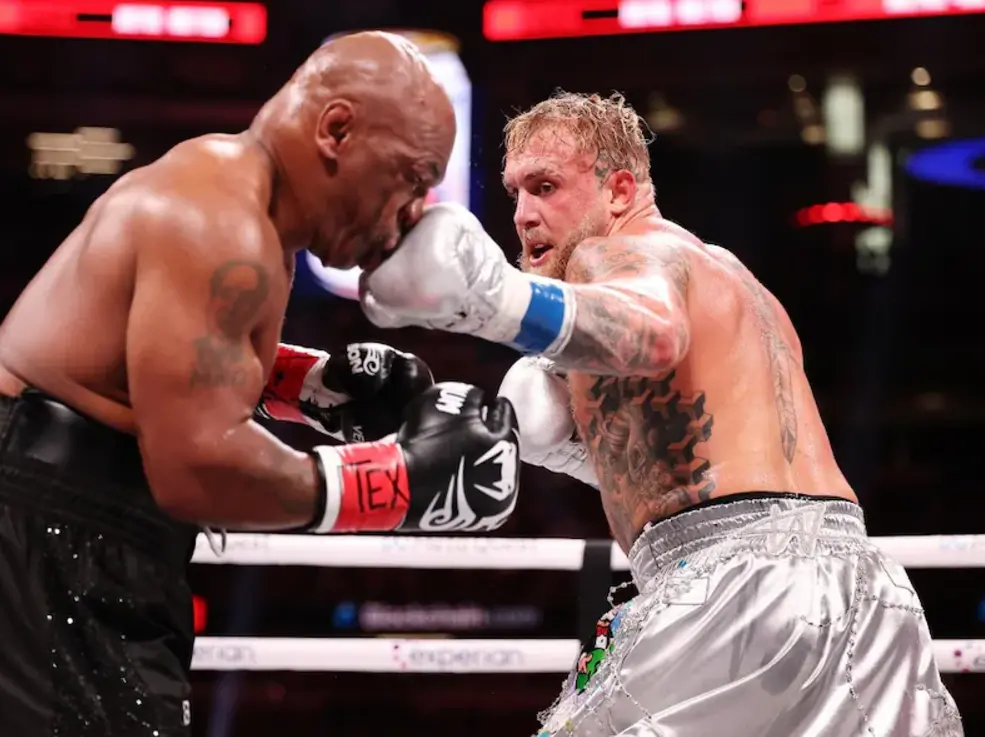 Mike Tyson punched by Jake Paul during boxing match