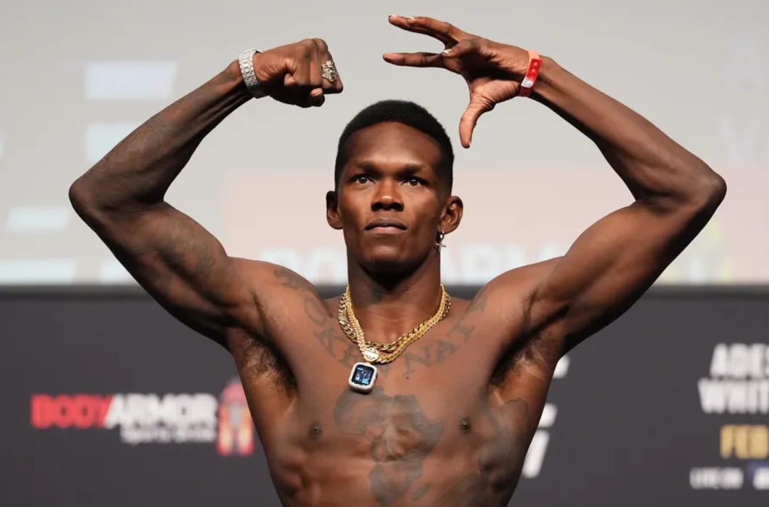 Israel Adesanya during weigh-ins