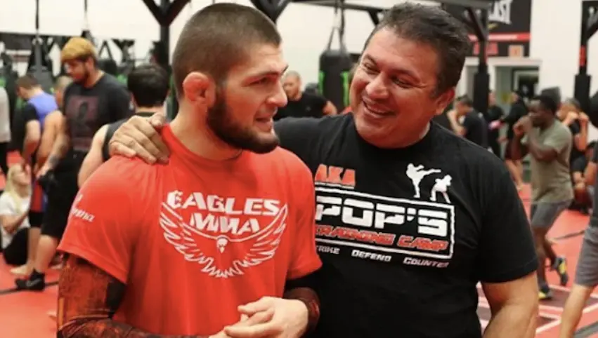 “As a fan of fighting,” Khabib’s Team Coach Javier Mendez Shares His Thoughts On McGregor vs Logan Paul Fight Khabib Nurmagomedov with coach Javier Mendez