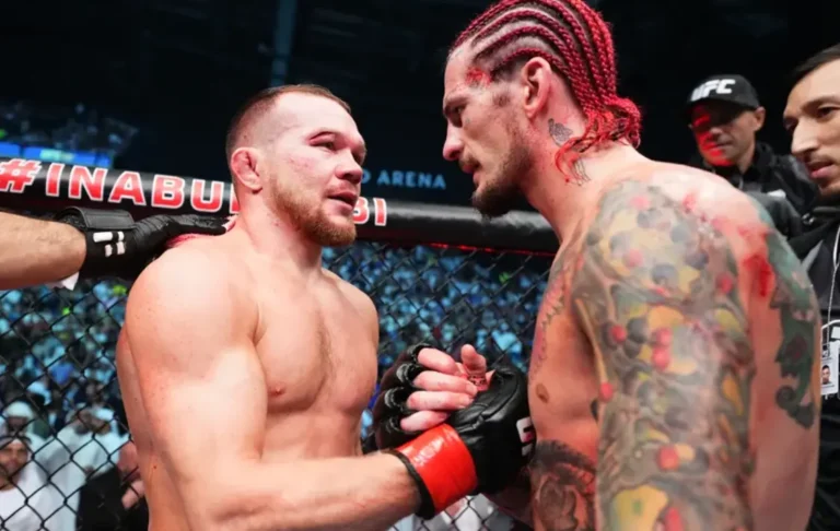 Sean O'Malley and Petr Yan after their fight