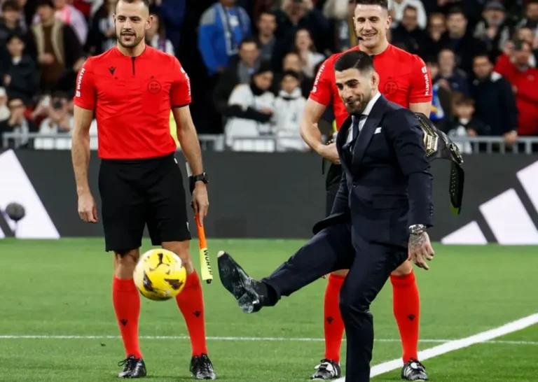 Ilia Topuria during a football match