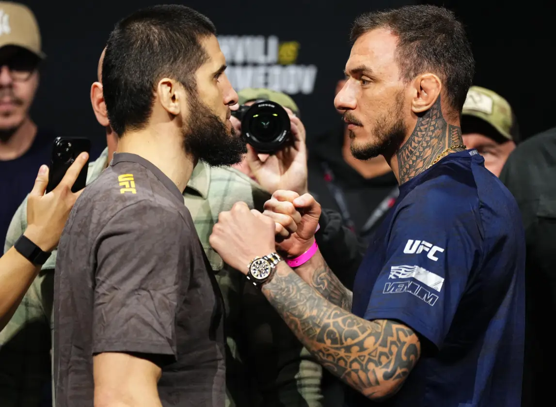 Arman Tsarukyan OUT, Renato Moicano Steps In To Fight Islam Makhachev For The Lightweight Title At UFC 311 Renato Moicano and Islam Makhachev during face-offs