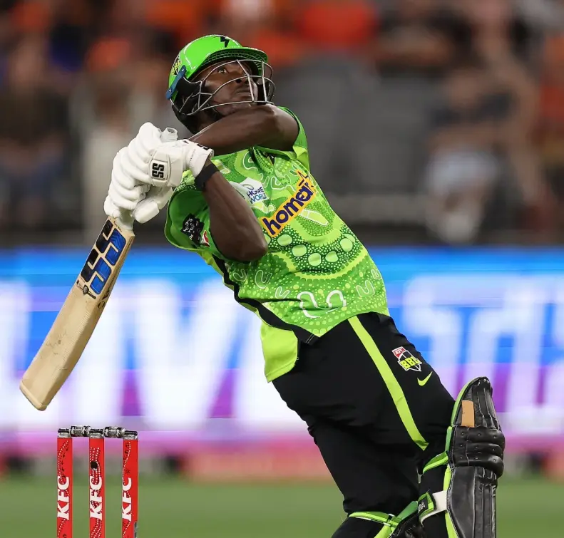 THU vs SCO, 22nd Match BBL(2024-25): Match Results| Scorecard| Award Winners| Stats Sherfane Rutherford during a BBL match