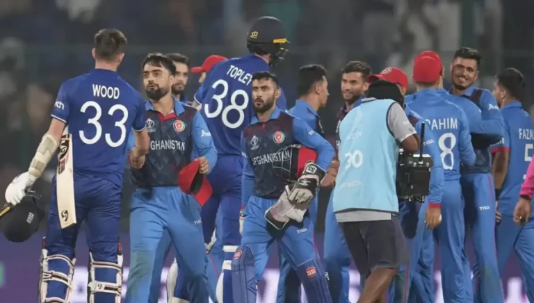 Afghanistan and England cricket team players after match