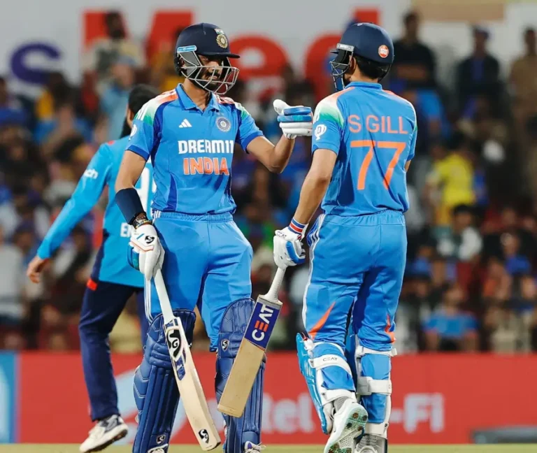 Shubman Gill and Axar Patel during a match