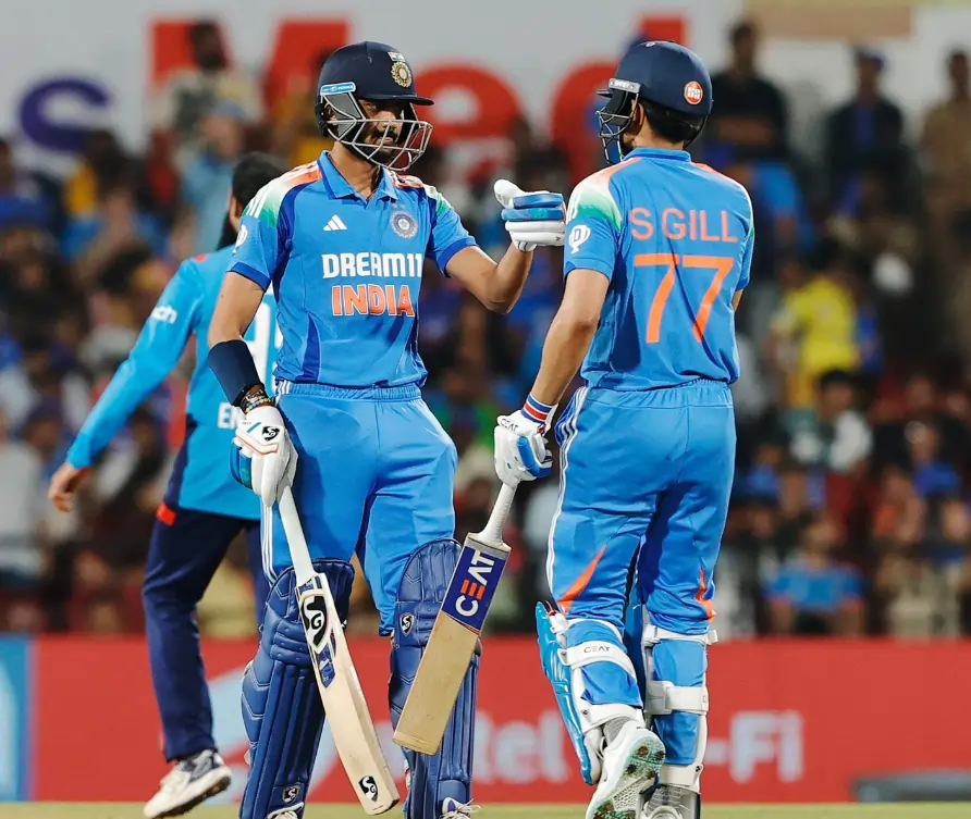 Shubman Gill and Axar Patel during a match