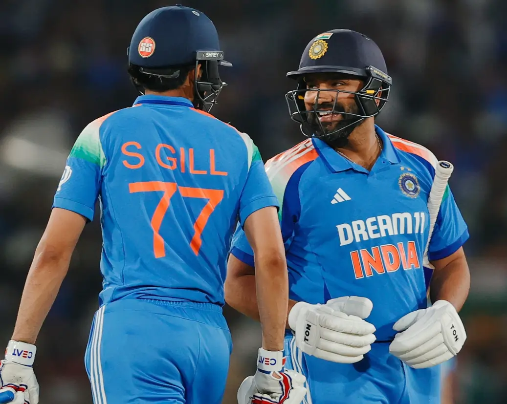 Rohit Sharma and Shubman Gill during a match