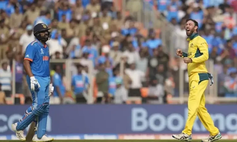 Glenn Maxwell after taking Rohit Sharma's wicket