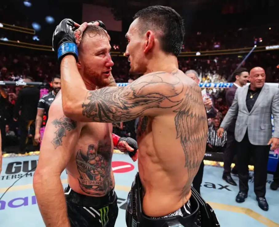 Justin Gaethje Revealed The Reason For His UFC 300 Loss Against Max Holloway Justin Gaethje and Max Holloway after their fight