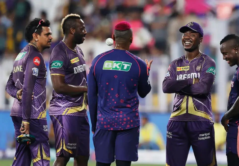 KKR and RR players during a match