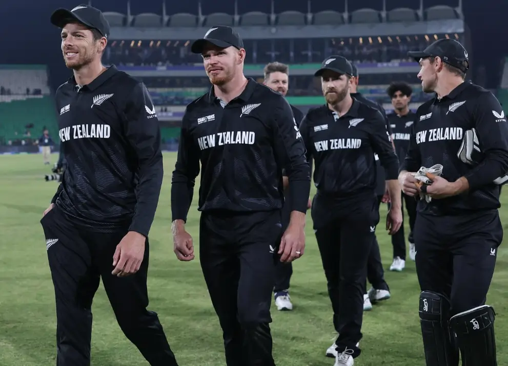 South Africa vs New Zealand, Semi-Final 2, ICC Champions Trophy 2025: Match Highlights| Scorecard| POTM| Award Winners New Zealand players after the match