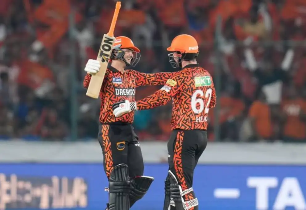 Travis Head and Abhishek Sharma during a match