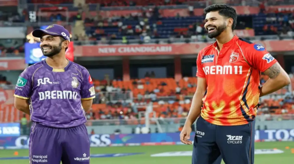 Shreyas Iyer and Ajinkya Rahane during an IPL match