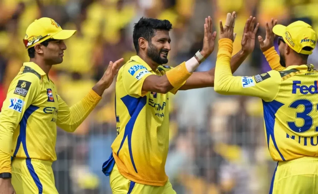 CSK players during an IPL match