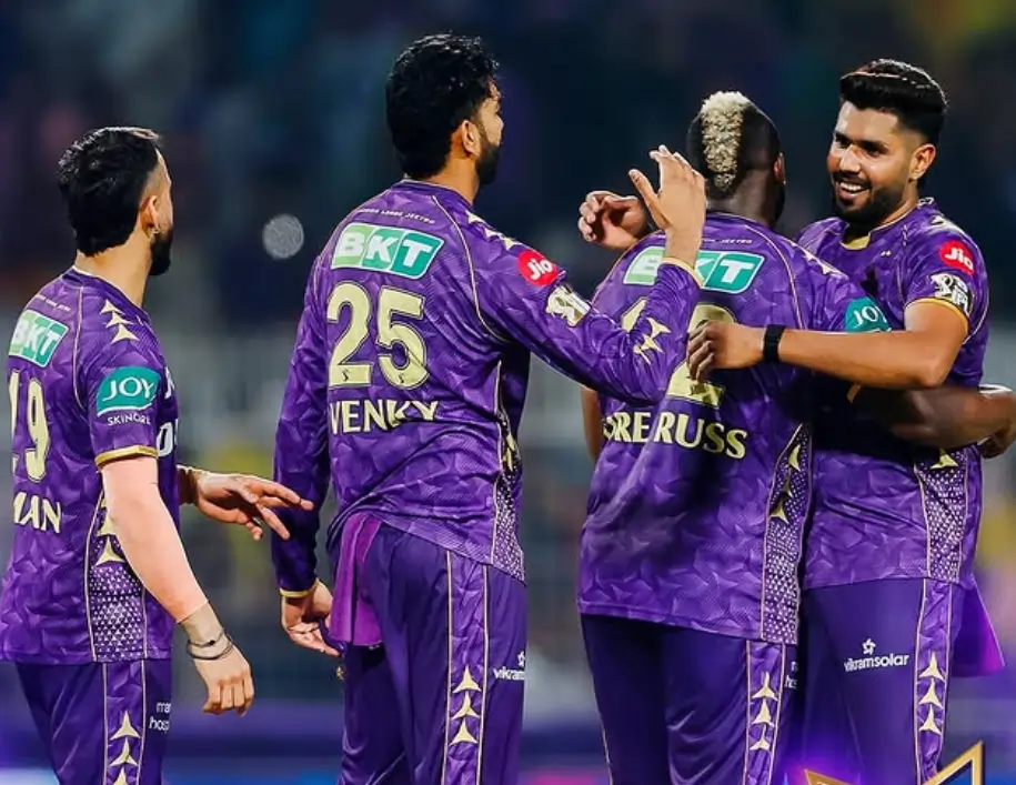 KKR team players during an IPL match