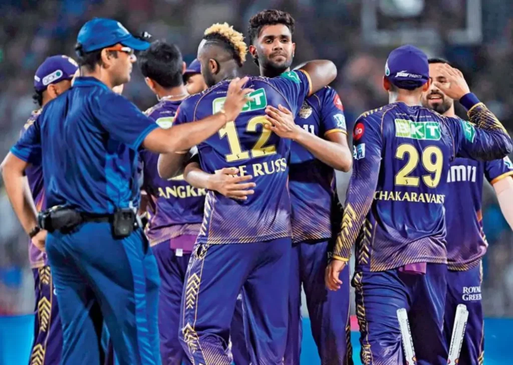 KKR team players during an IPL match